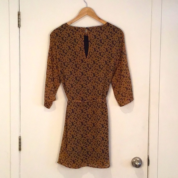 NWT JDY jennifer chiffon sleeve skater dress in brown, US 10 - Picture 4 of 13